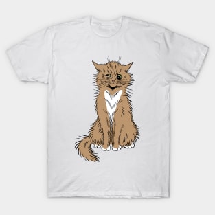 Winking Cat Cartoon T-Shirt